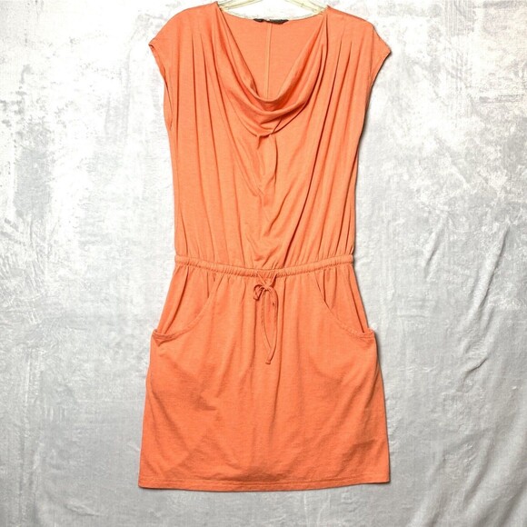 The North Face Dress Womens Medium Pink Aurora Tie Waist Cowl Neck Cap Sleeve - Picture 1 of 6